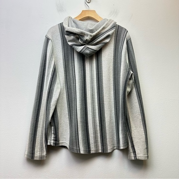 Brooklyn Cloth Grey Stripes Baja Hoodie Size Medium - Picture 2 of 8